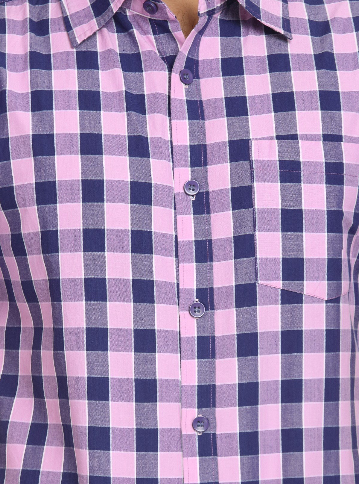 Men's Purple Broad Checked Half Sleeve Shirt – Vibrant, Breezy & Casual - Boer and Fitch