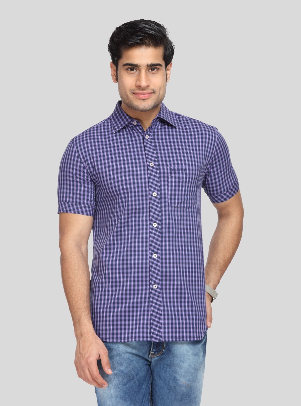 Men's Purple Checked Shirt – Bold, Timeless & Effortlessly Casual Style - Boer and Fitch