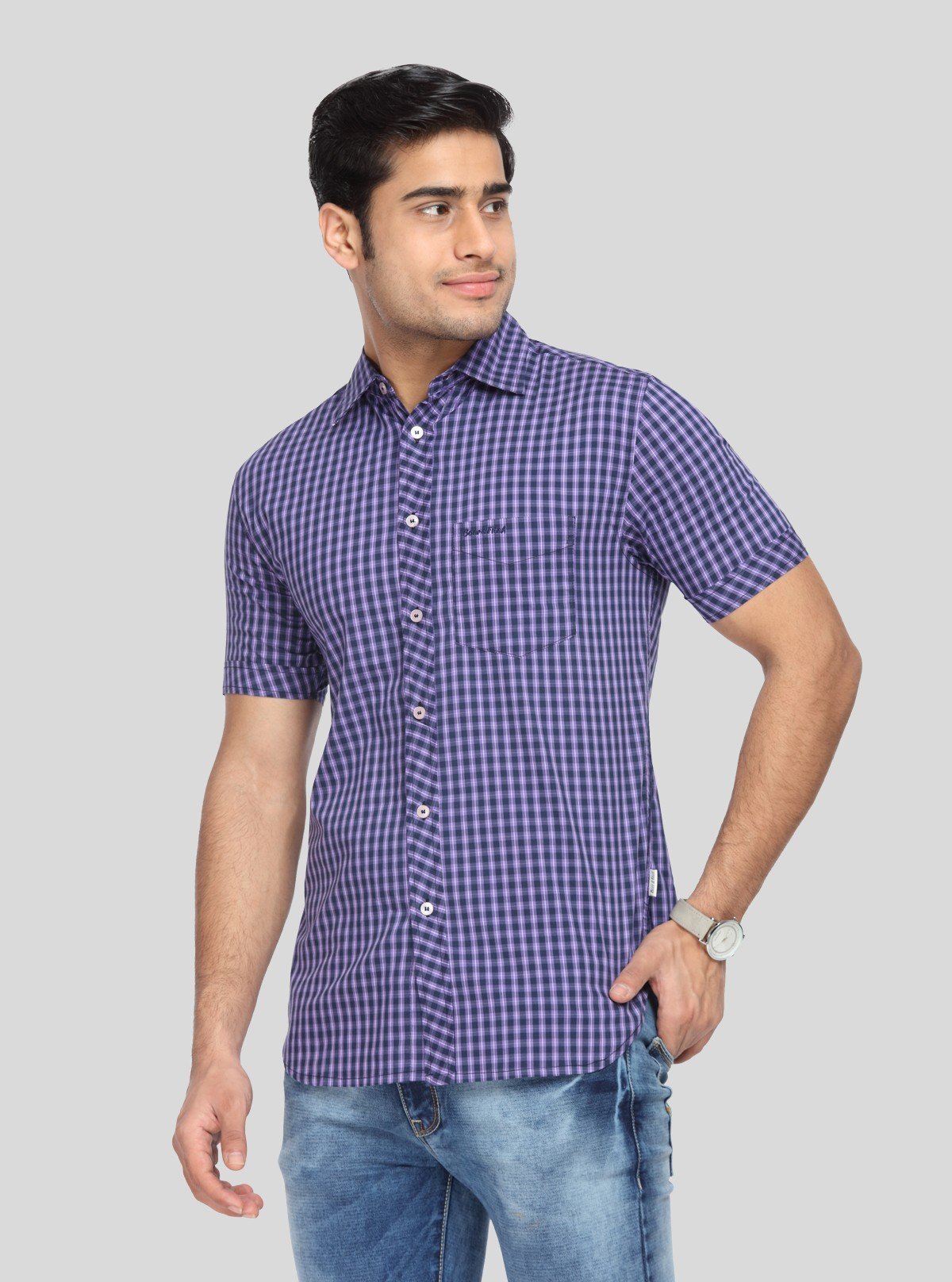 Men's Purple Checked Shirt – Bold, Timeless & Effortlessly Casual Style - Boer and Fitch