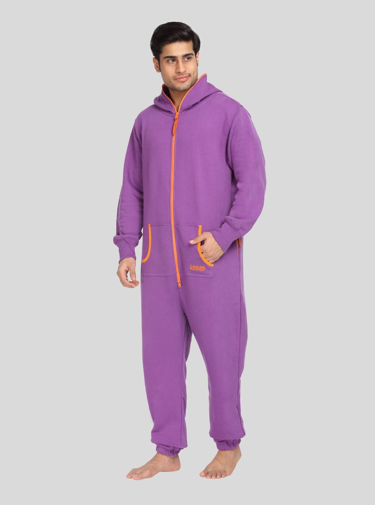 Men’s Purple Hooded Jumpsuit – All - in - One Comfort with Urban Style - Boer and Fitch