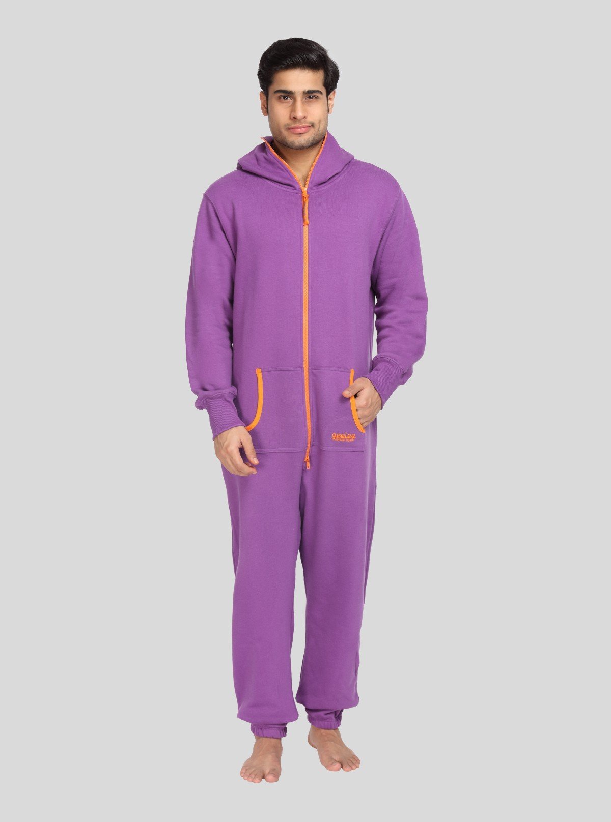 Men’s Purple Hooded Jumpsuit – All - in - One Comfort with Urban Style - Boer and Fitch