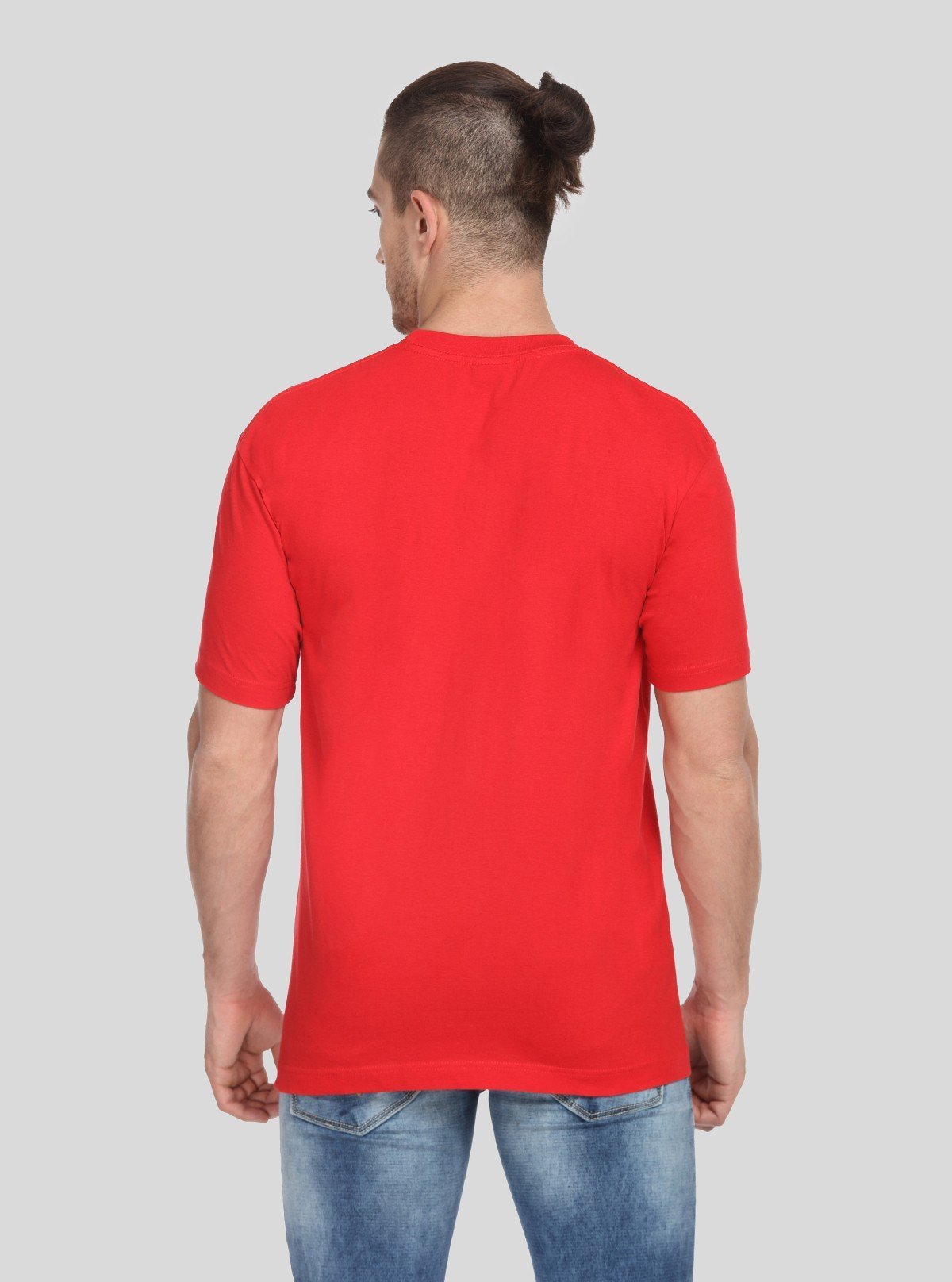 Men's Red Basic Crew Neck T-Shirt – Bold Everyday Essential in Soft Cotton - Boer and Fitch