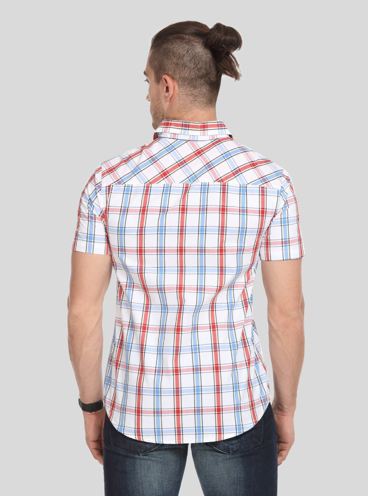 Men’s Red & Blue Checked Slim Fit Shirt – Stylish Casual Wear by Boer & Fitch - Boer and Fitch