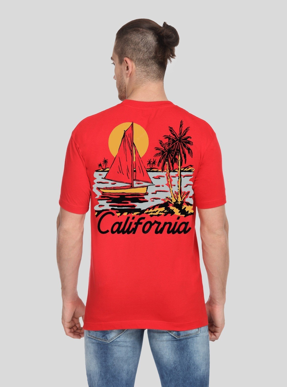 Men’s Red California Printed T-Shirt – Bold Graphic Tee for Everyday Power - Boer and Fitch