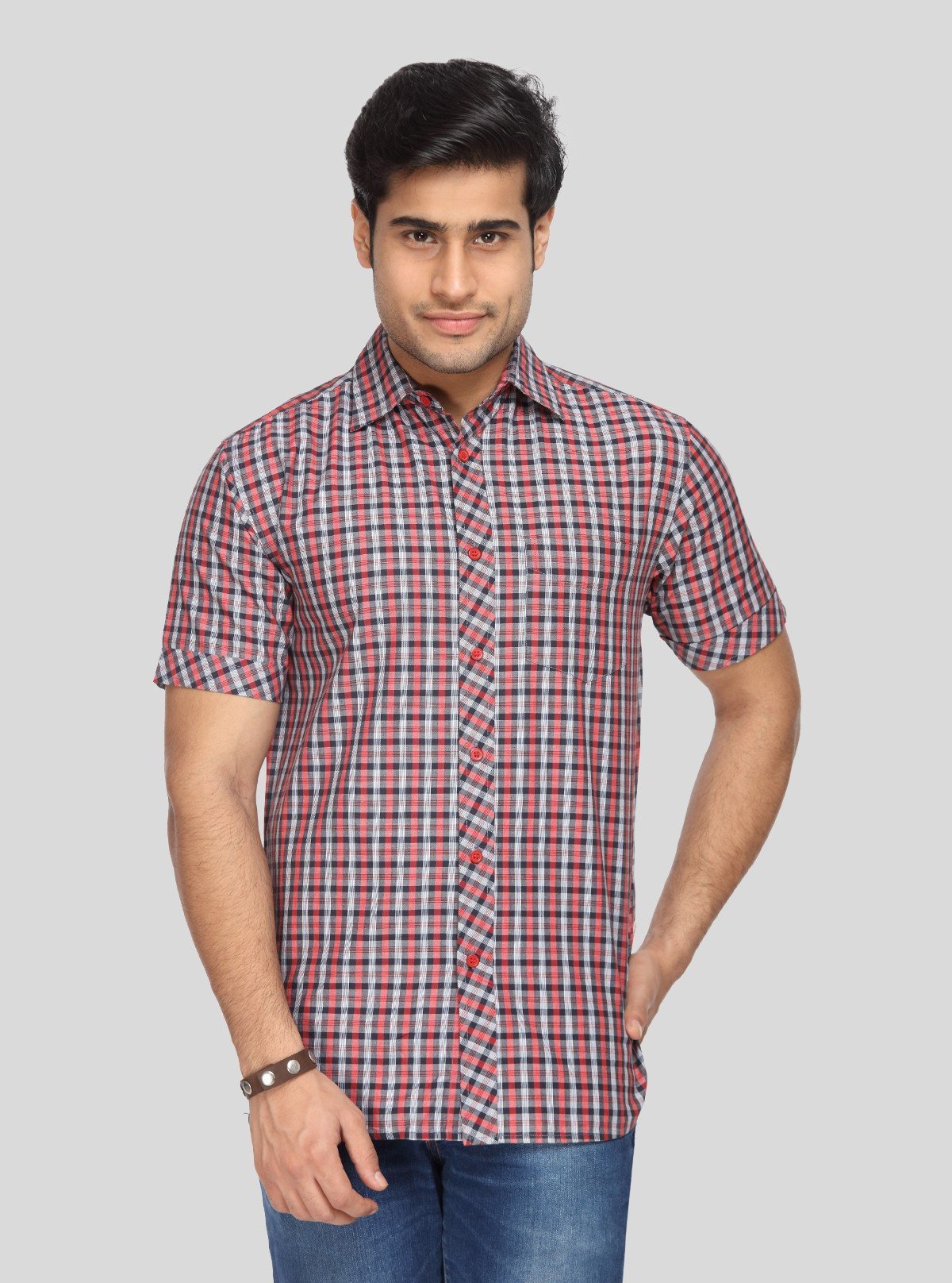 Men's Red Checked Shirt – Bold, Rugged & All - Day Casual Comfort - Boer and Fitch