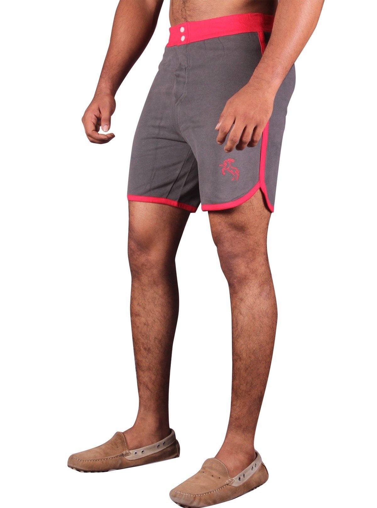 Men’s Red Contrast Fleece Shorts – Bold Comfort with Athletic Edge - Boer and Fitch