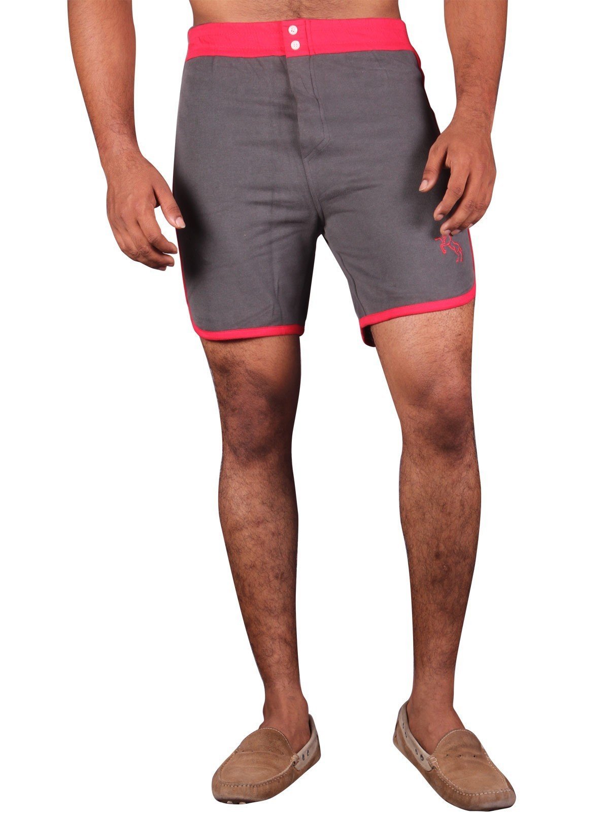 Men’s Red Contrast Fleece Shorts – Bold Comfort with Athletic Edge - Boer and Fitch
