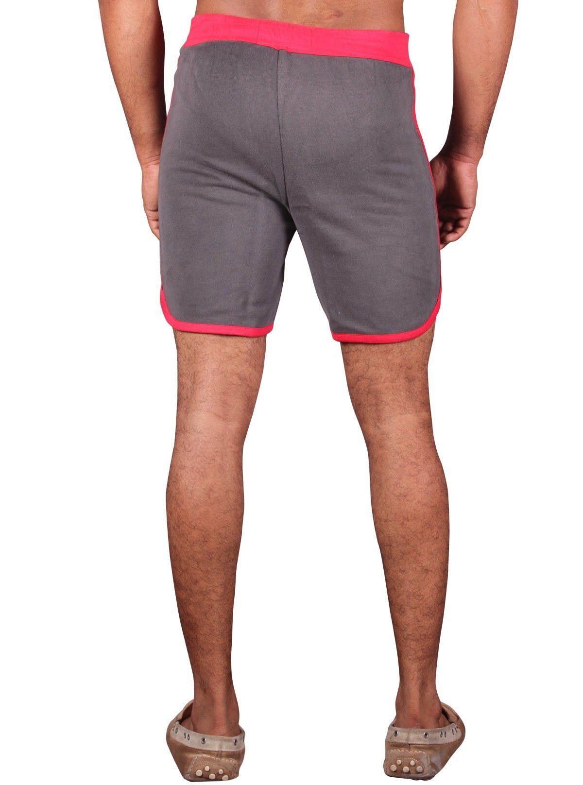 Men’s Red Contrast Fleece Shorts – Bold Comfort with Athletic Edge - Boer and Fitch