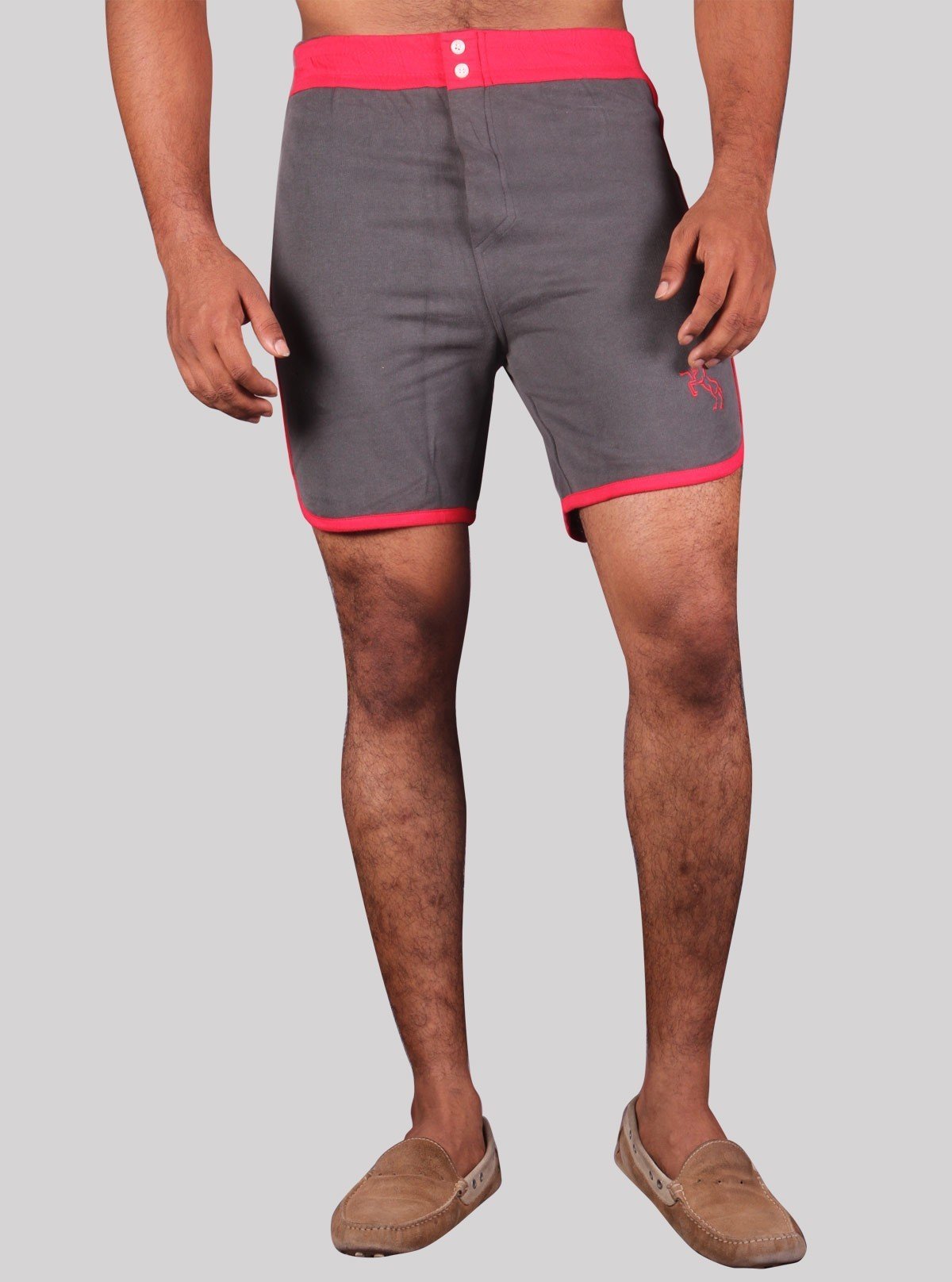 Men’s Red Contrast Fleece Shorts – Bold Comfort with Athletic Edge - Boer and Fitch