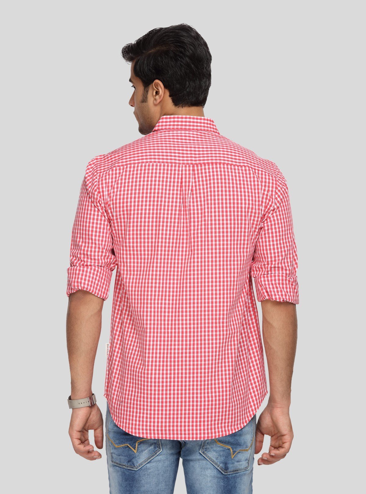Men’s Red Patterned Checked Full Sleeve Shirt – Smart Casual Wear Essential - Boer and Fitch