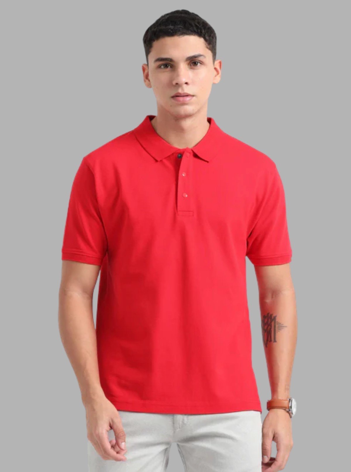 Men’s Red Polo T-Shirt with Collar & Cuff | 100% Cotton Piqué Knit | Boer & Fitch - Boer and Fitch