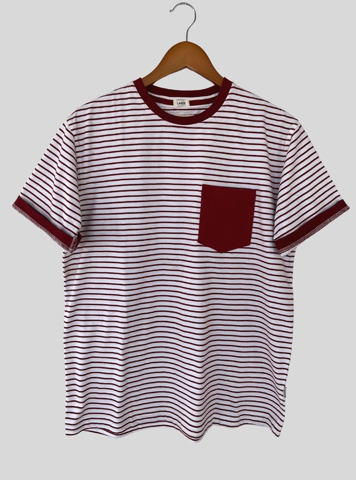 Men’s Red Striped Crew Neck T-Shirt | 100% Cotton Short Sleeve Tee by Boer and Fitch - Boer and Fitch