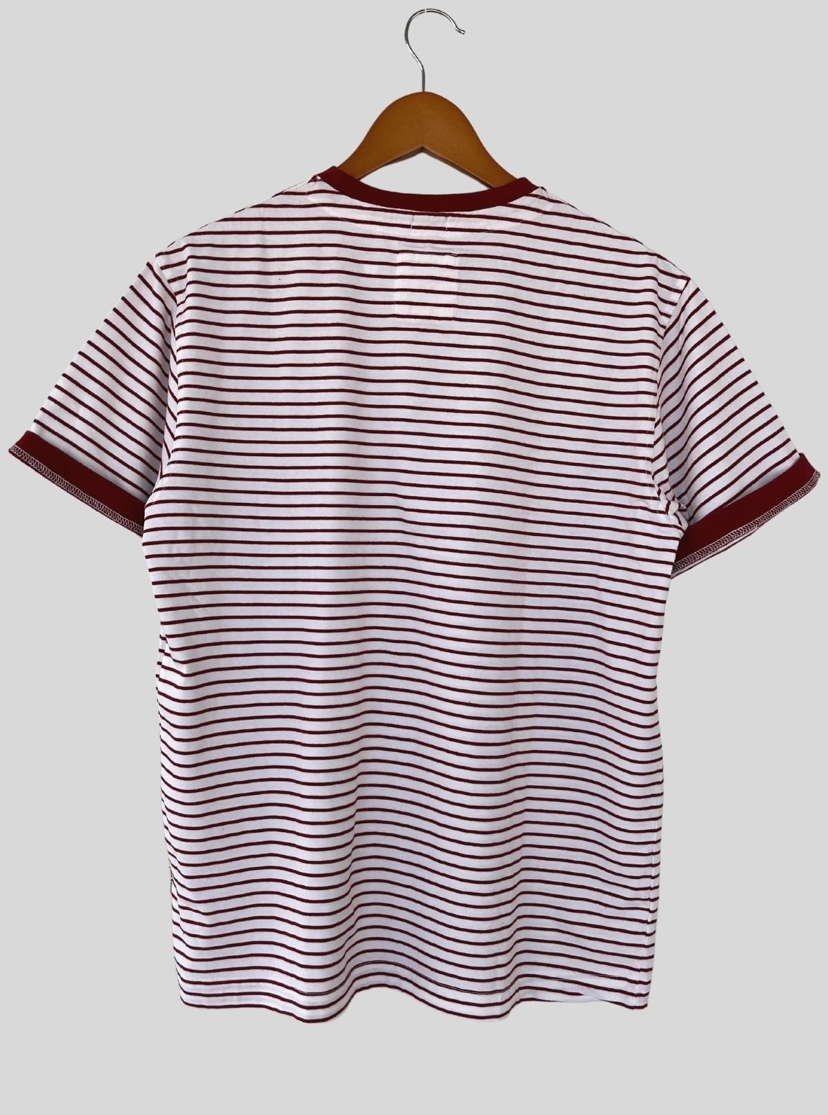 Men’s Red Striped Crew Neck T-Shirt | 100% Cotton Short Sleeve Tee by Boer and Fitch - Boer and Fitch