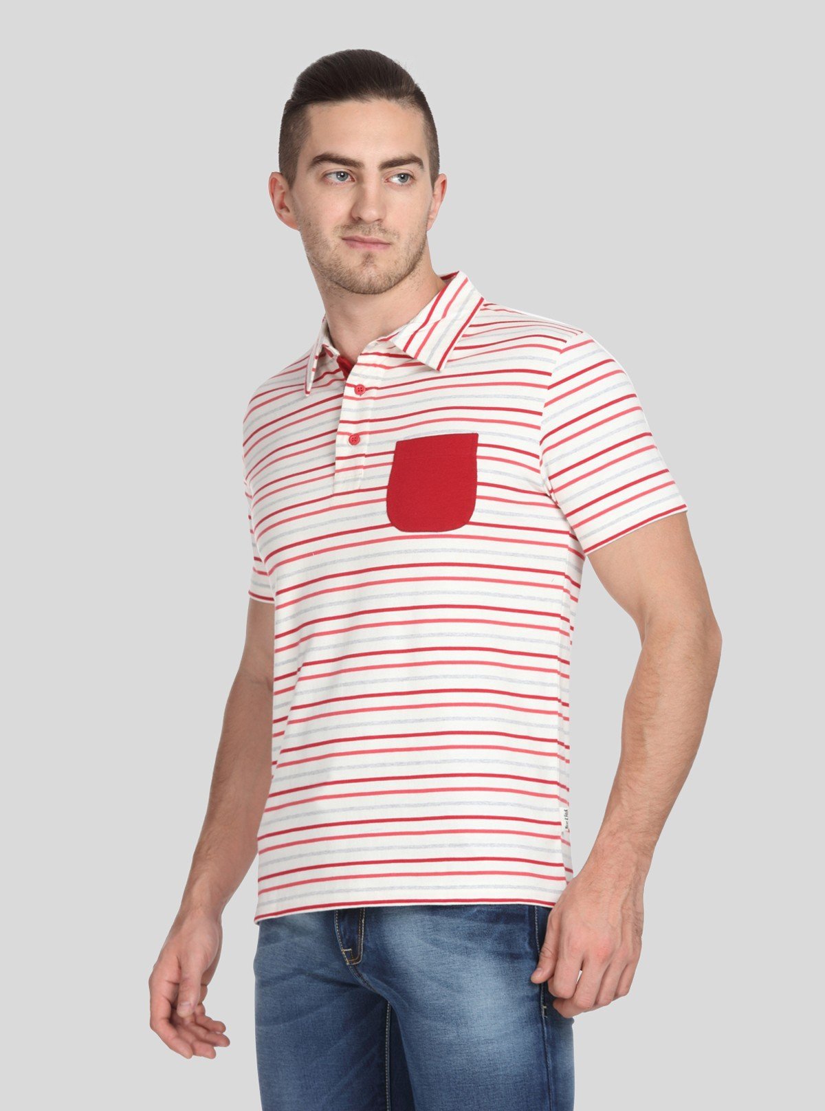 Men’s Red Striped Polo T-Shirt with Patch Pocket – Smart, Bold & Everyday Ready - Boer and Fitch