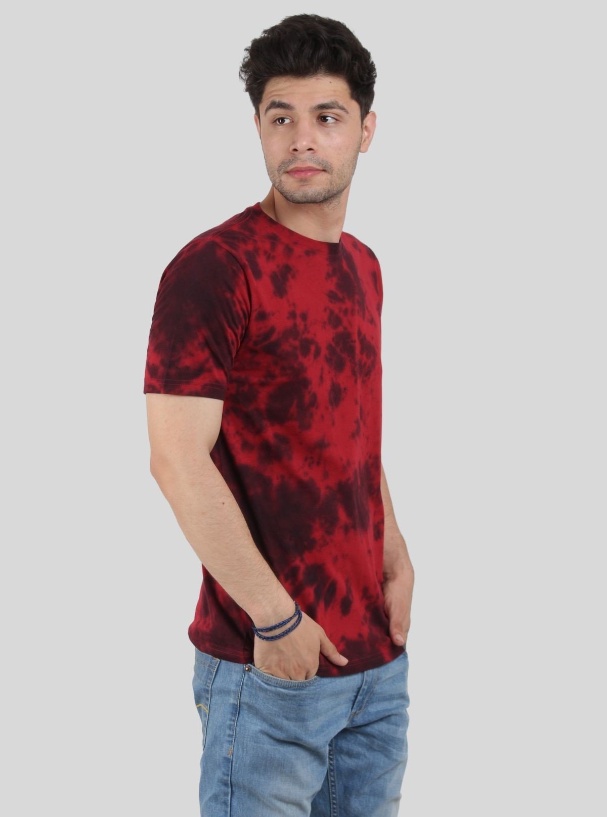Men’s Red Tie and Dye T-Shirt – Vibrant Street Style Cotton Tee - Boer and Fitch