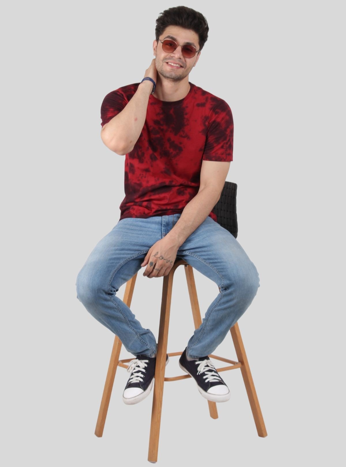 Men’s Red Tie and Dye T-Shirt – Vibrant Street Style Cotton Tee - Boer and Fitch