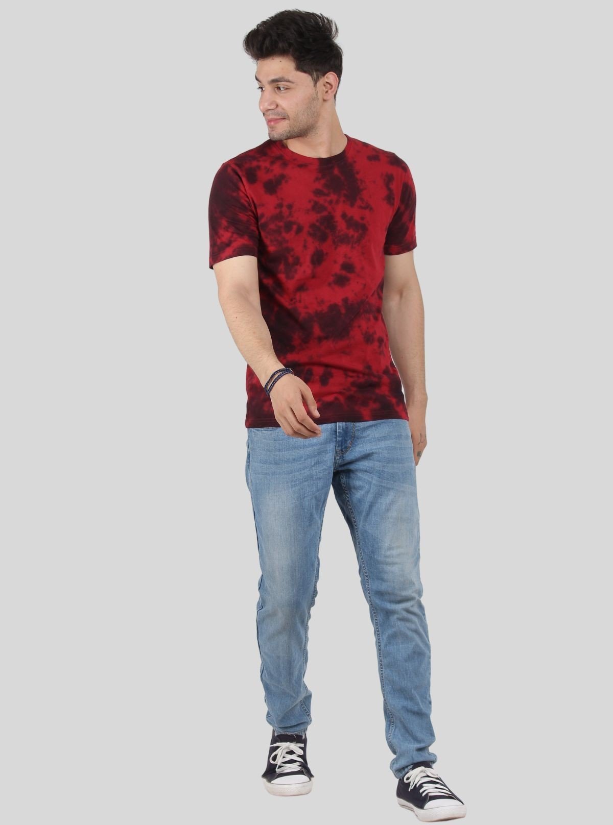 Men’s Red Tie and Dye T-Shirt – Vibrant Street Style Cotton Tee - Boer and Fitch