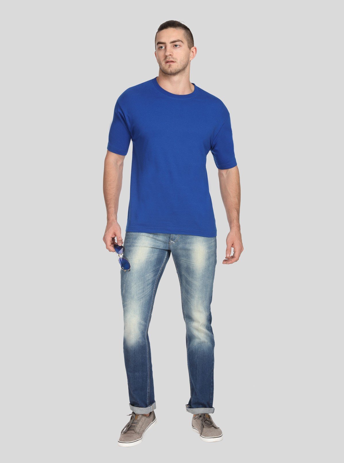 Men's Royal Blue Basic Crew Neck T-Shirt – Essential Comfort & Style - Boer and Fitch
