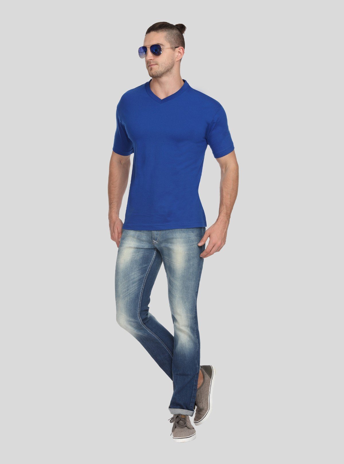 Men’s Royal Blue Basic V - Neck T-Shirt – Premium Cotton Everyday Wear - Boer and Fitch