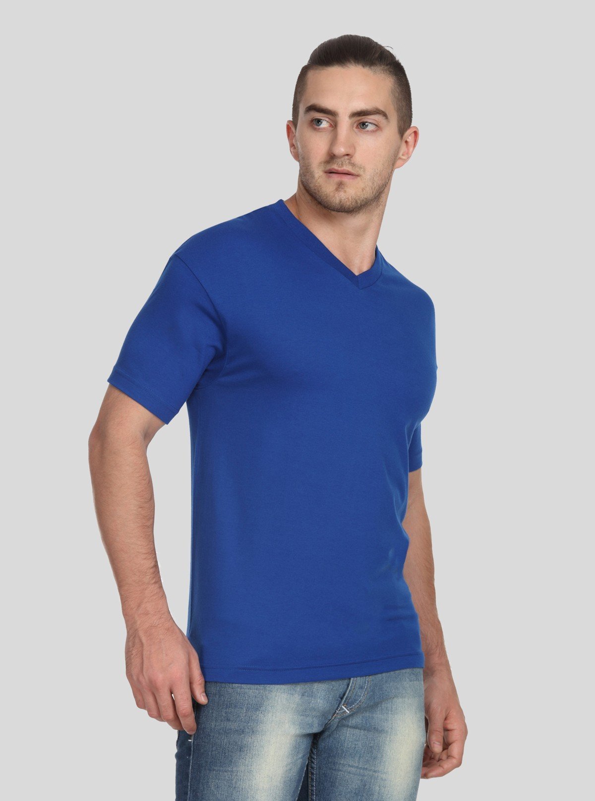 Men’s Royal Blue Basic V - Neck T-Shirt – Premium Cotton Everyday Wear - Boer and Fitch