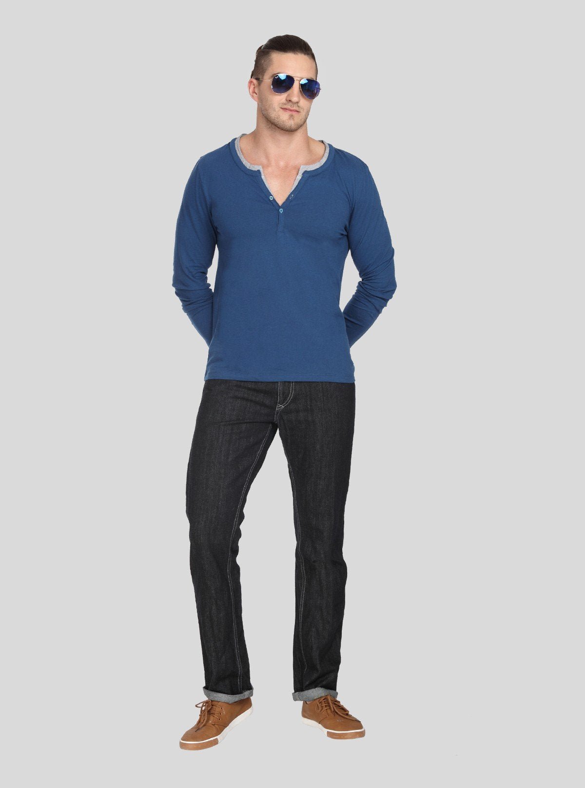 Men’s Royal Blue Solid Henley T-Shirt – Bold Color, Timeless Comfort - Boer and Fitch