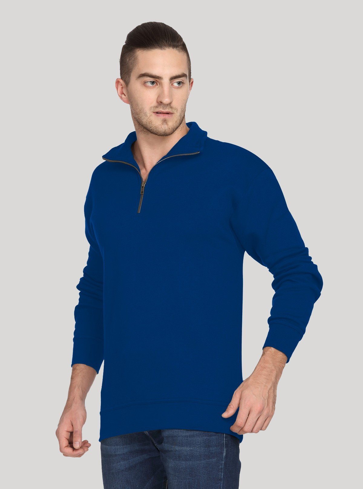 Men’s Royal Blue Zipper Collar Cardigan – Bold Comfort & Classic Fit - Boer and Fitch