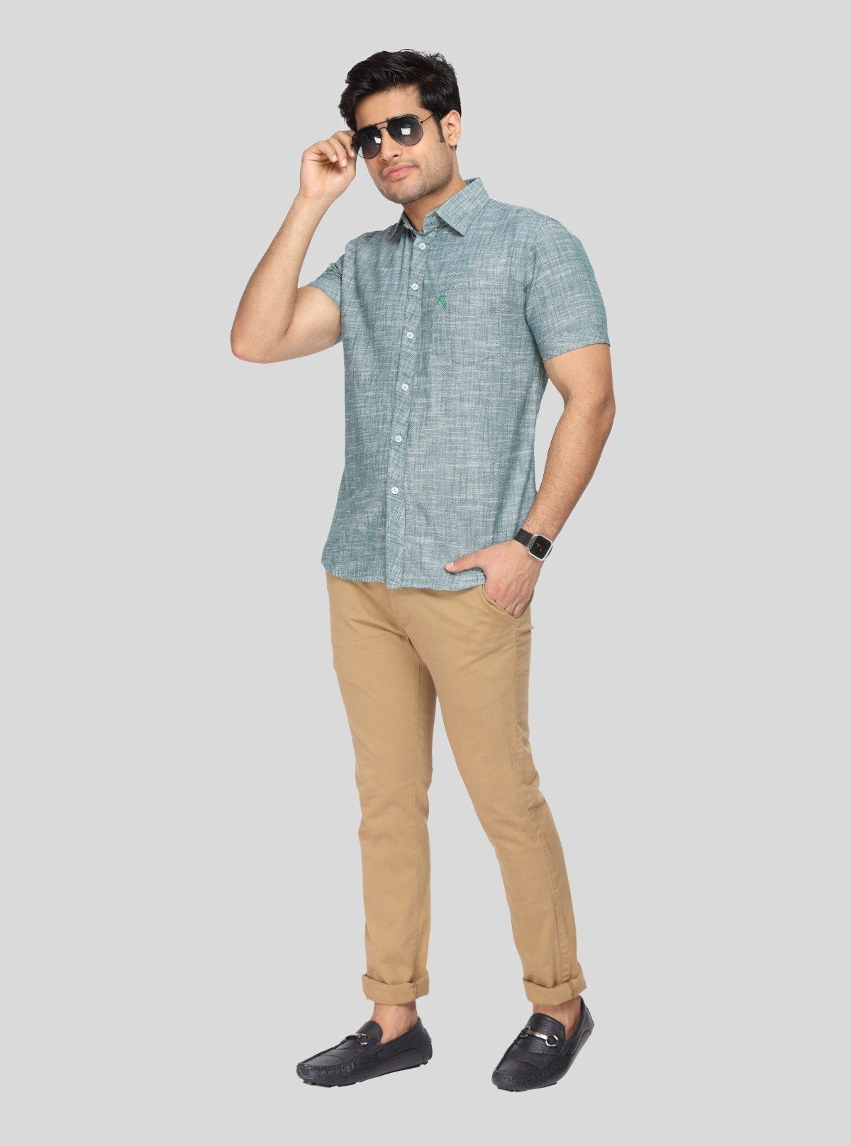 Men's Sage Green Linen Blended Shirt – Subtle, Stylish & Breathable Classic - Boer and Fitch