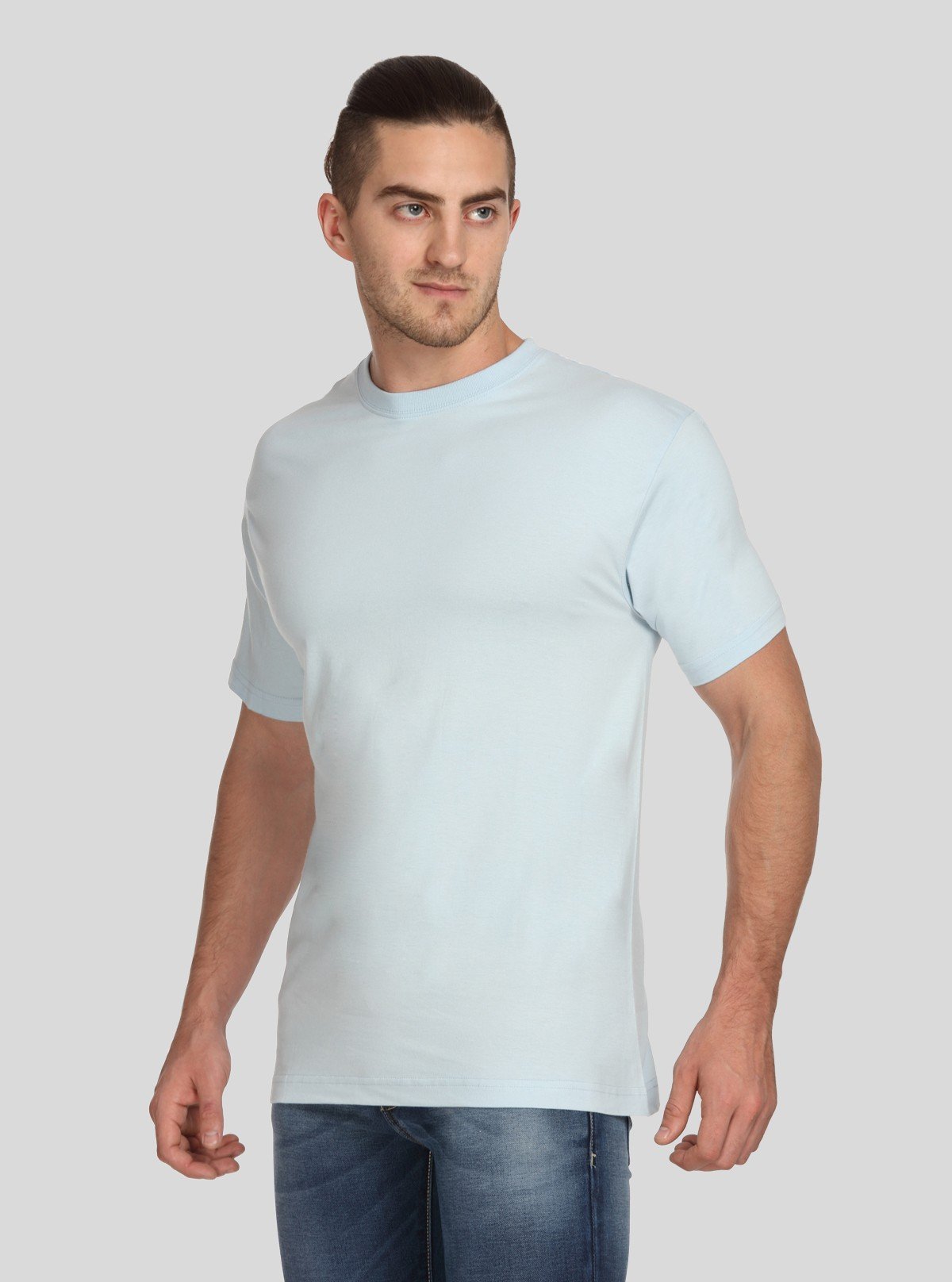 Men's Sea Blue Basic Crew Neck T-Shirt – Cool Comfort with Everyday Style - Boer and Fitch