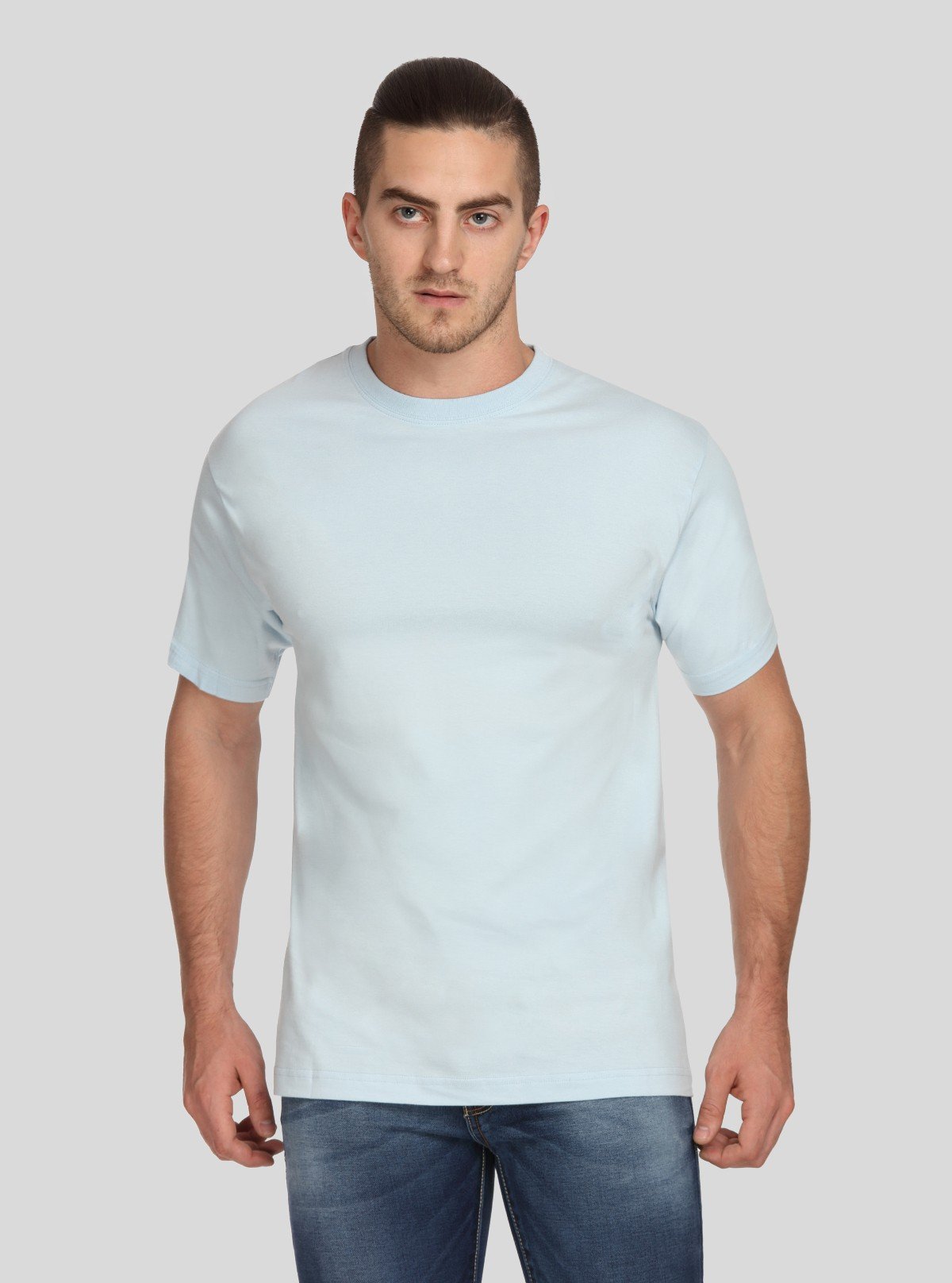 Men's Sea Blue Basic Crew Neck T-Shirt – Cool Comfort with Everyday Style - Boer and Fitch