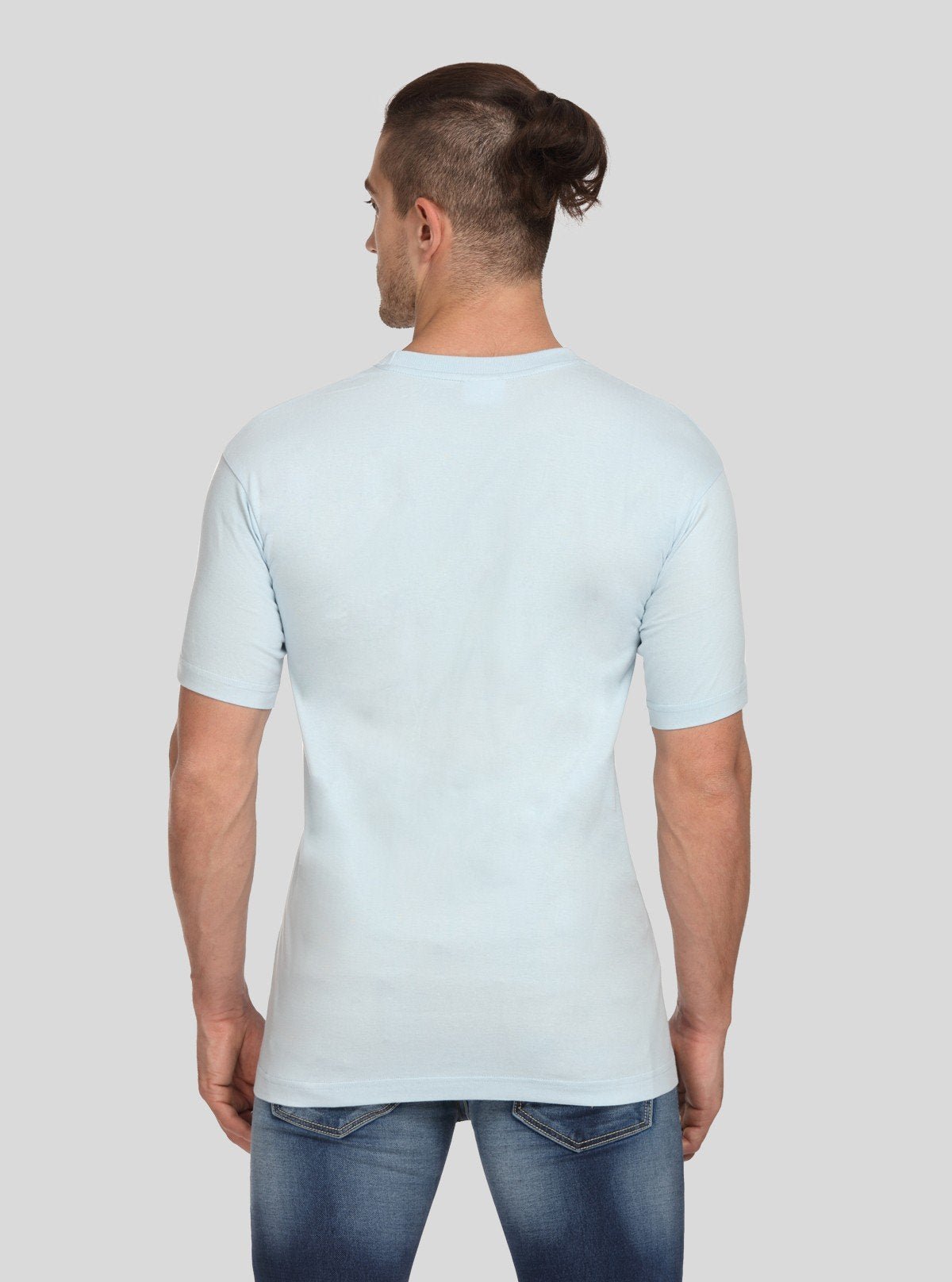 Men's Sea Blue Basic Crew Neck T-Shirt – Cool Comfort with Everyday Style - Boer and Fitch