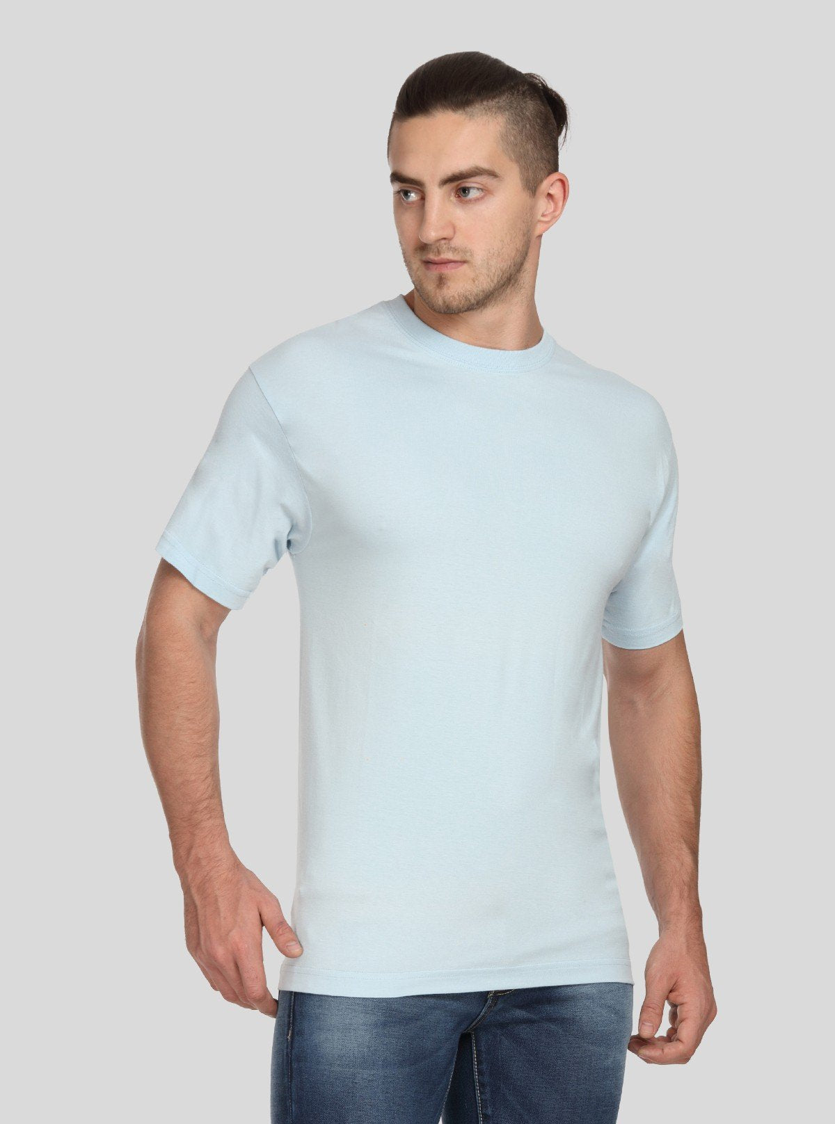 Men's Sea Blue Basic Crew Neck T-Shirt – Cool Comfort with Everyday Style - Boer and Fitch