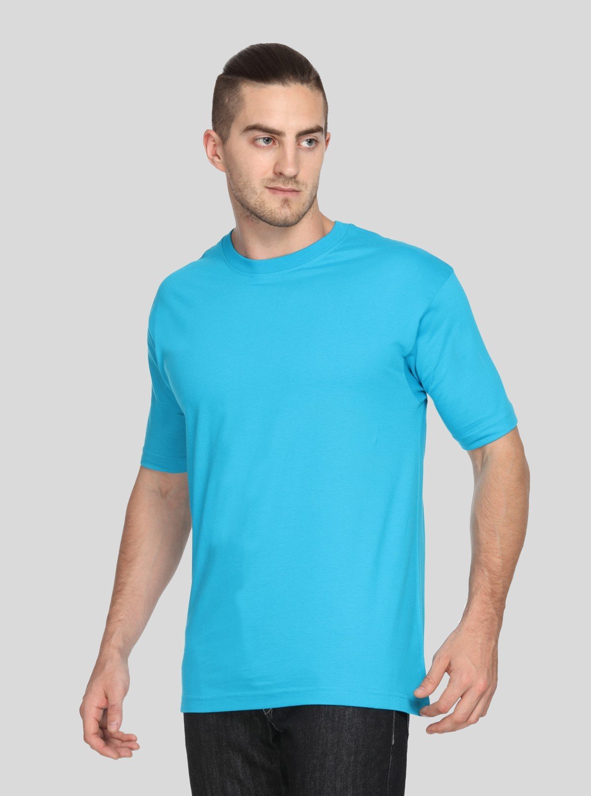 Men's Sky Blue Basic Crew Neck T-Shirt – Light, Cool & Everyday Essential - Boer and Fitch