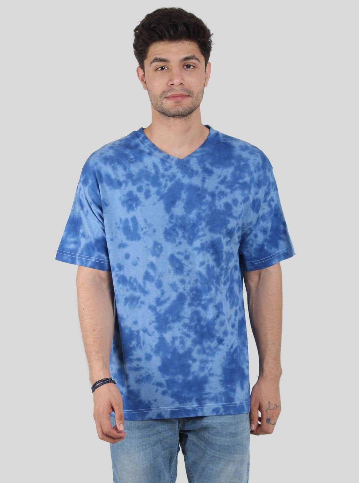 Men’s Sky Blue Tie and Dye T-Shirt – Breezy Summer Style with Unique Swirls - Boer and Fitch