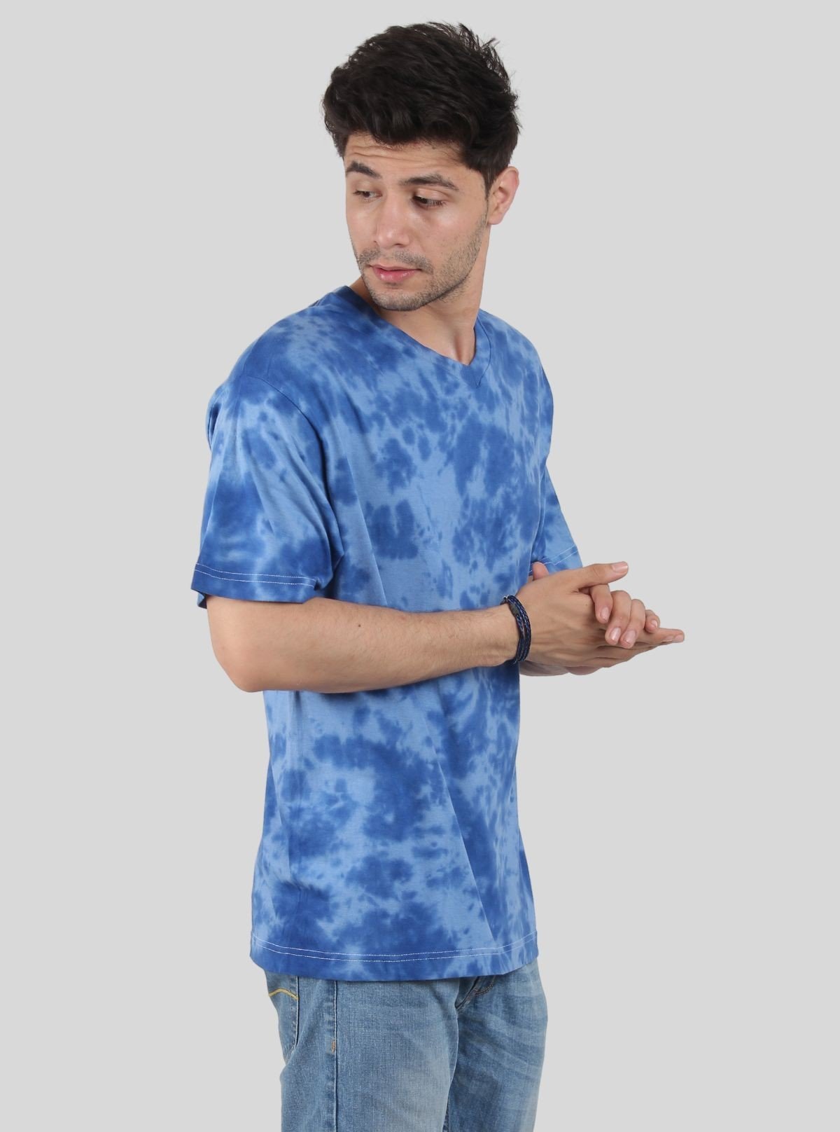 Men’s Sky Blue Tie and Dye T-Shirt – Breezy Summer Style with Unique Swirls - Boer and Fitch