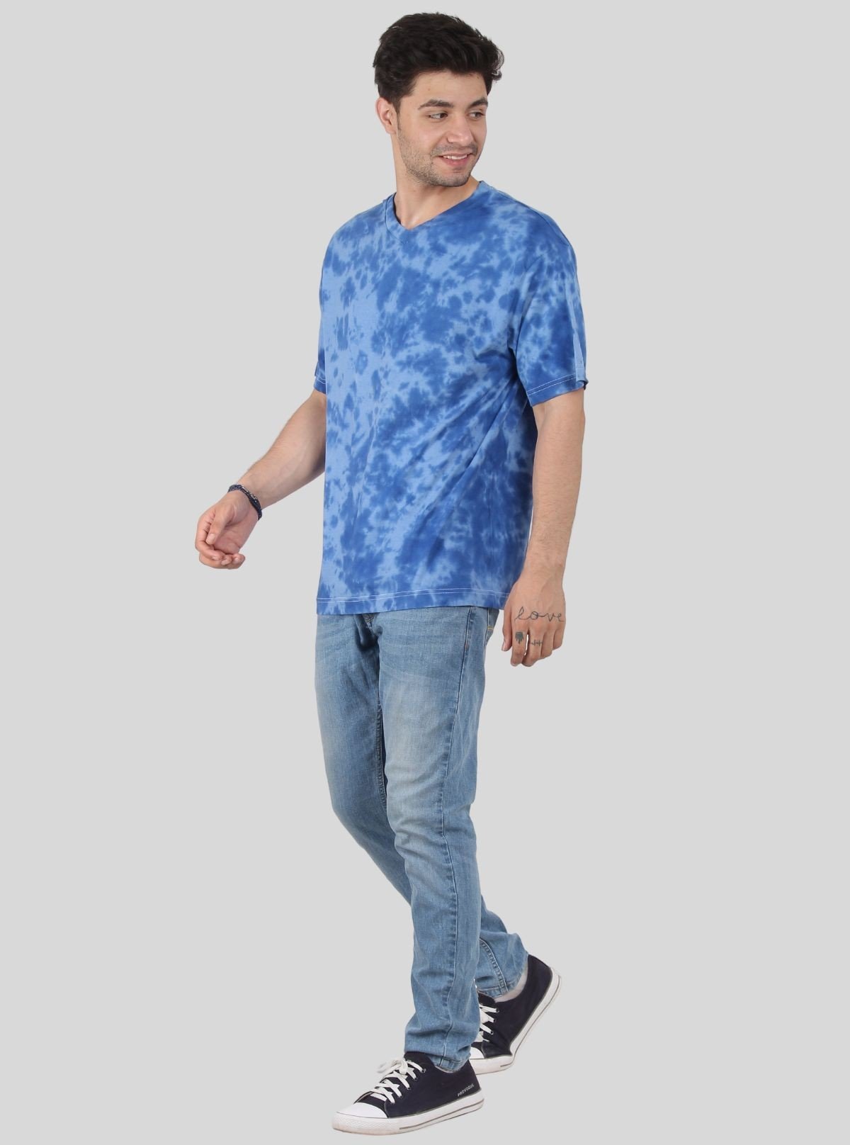 Men’s Sky Blue Tie and Dye T-Shirt – Breezy Summer Style with Unique Swirls - Boer and Fitch