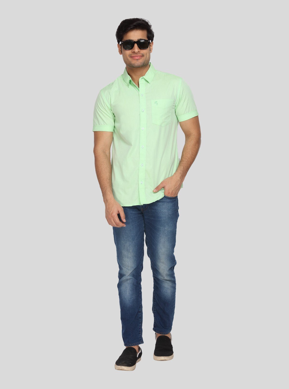 Men's Soft Green Cotton Shirt – Comfortable, Minimal & Everyday Essential - Boer and Fitch