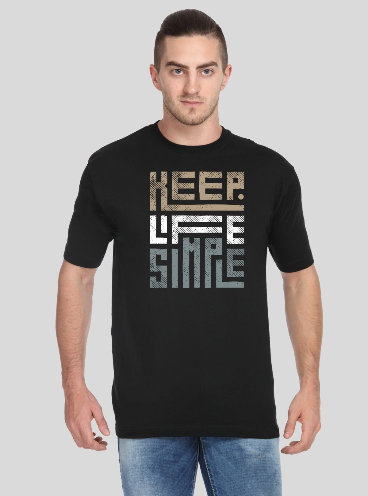 Men’s Solid Black Printed T-Shirt – Timeless Style with Graphic Edge - Boer and Fitch