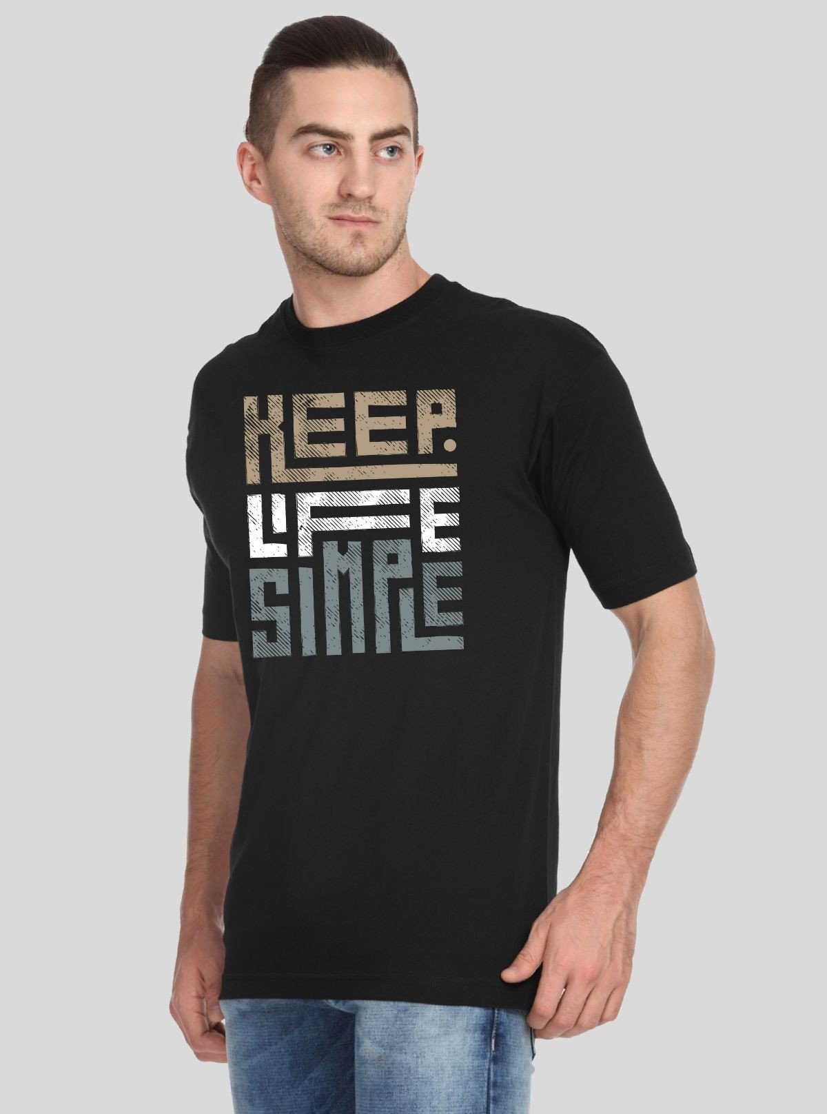 Men’s Solid Black Printed T-Shirt – Timeless Style with Graphic Edge - Boer and Fitch