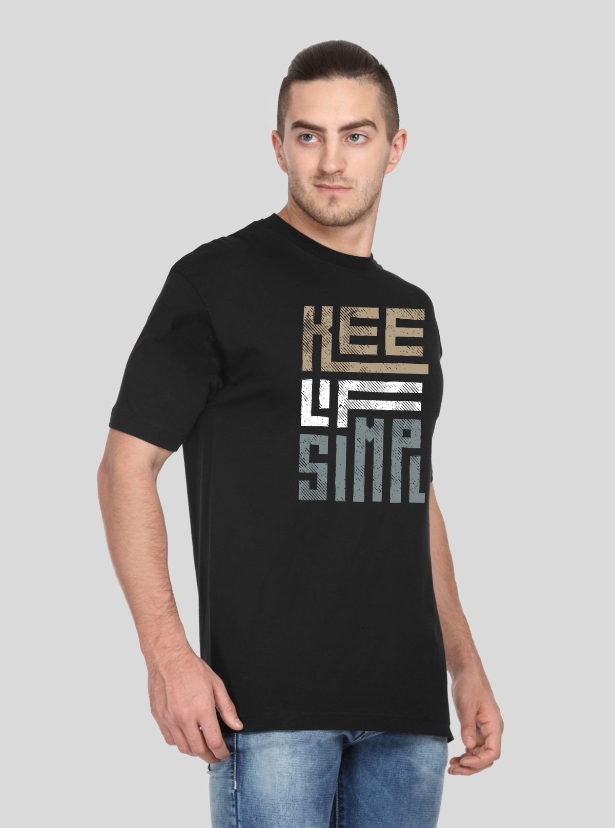 Men’s Solid Black Printed T-Shirt – Timeless Style with Graphic Edge - Boer and Fitch