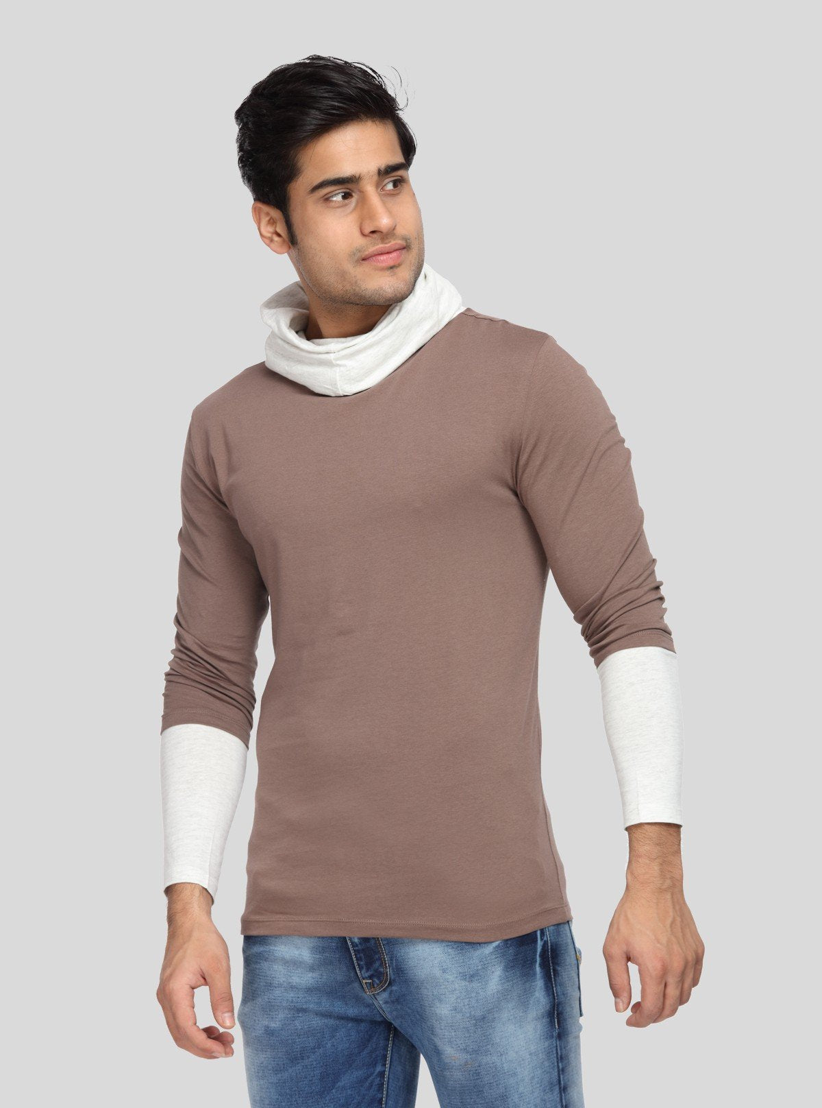 Men's Solid Brown Cotton Cowl Neck T-Shirt – Boer and Fitch - Boer and Fitch