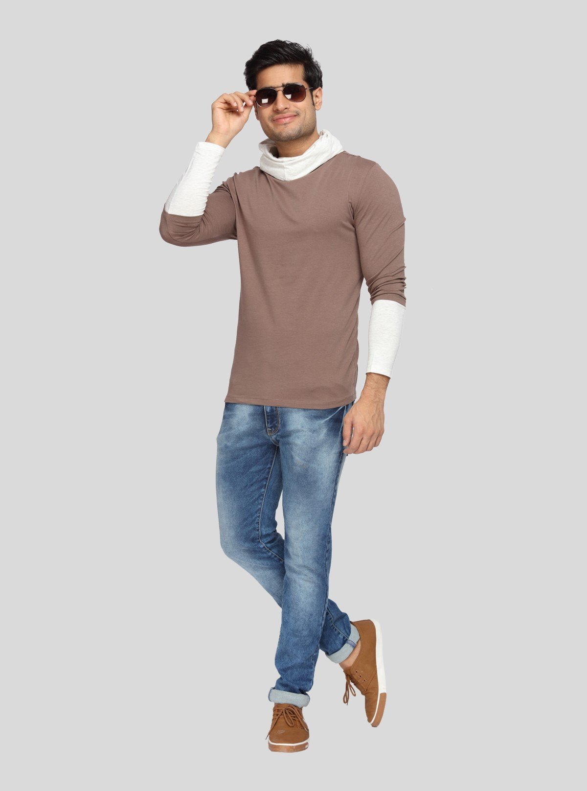 Men's Solid Brown Cotton Cowl Neck T-Shirt – Boer and Fitch - Boer and Fitch