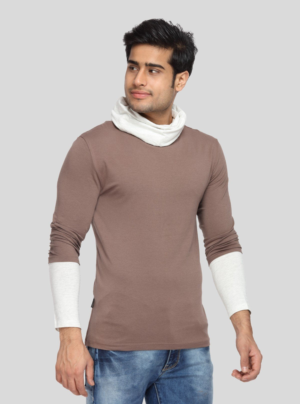 Men's Solid Brown Cotton Cowl Neck T-Shirt – Boer and Fitch - Boer and Fitch