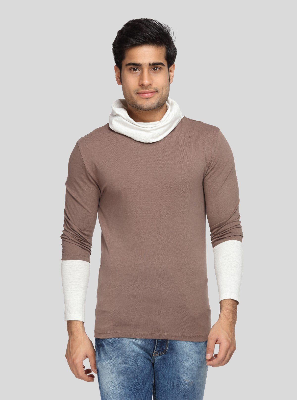 Men's Solid Brown Cotton Cowl Neck T-Shirt – Boer and Fitch - Boer and Fitch