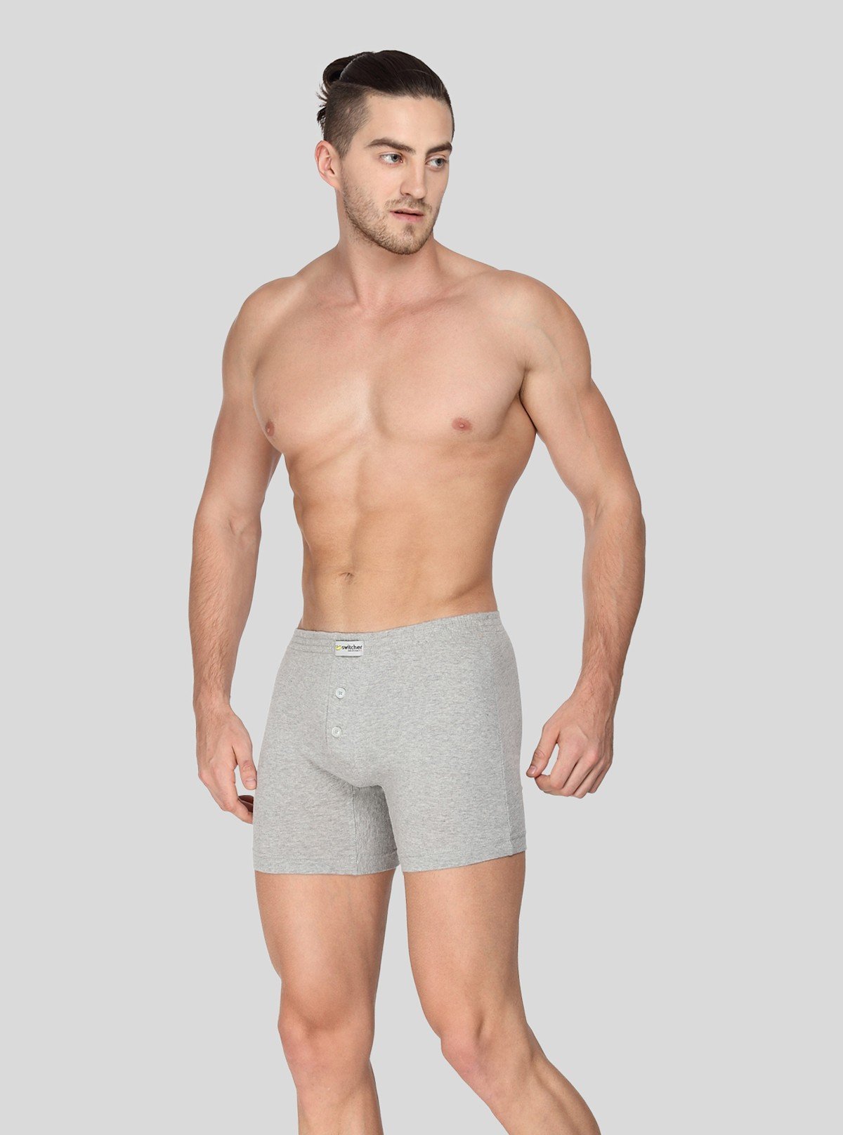 Men’s Solid Grey Buttoned Trunks – Soft Cotton, Tailored Fit & Style - Boer and Fitch