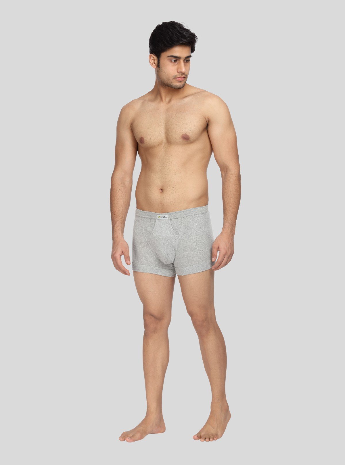 Men’s Solid Grey Melange Inner Banded Trunk | Cotton Comfort Fit - Boer and Fitch