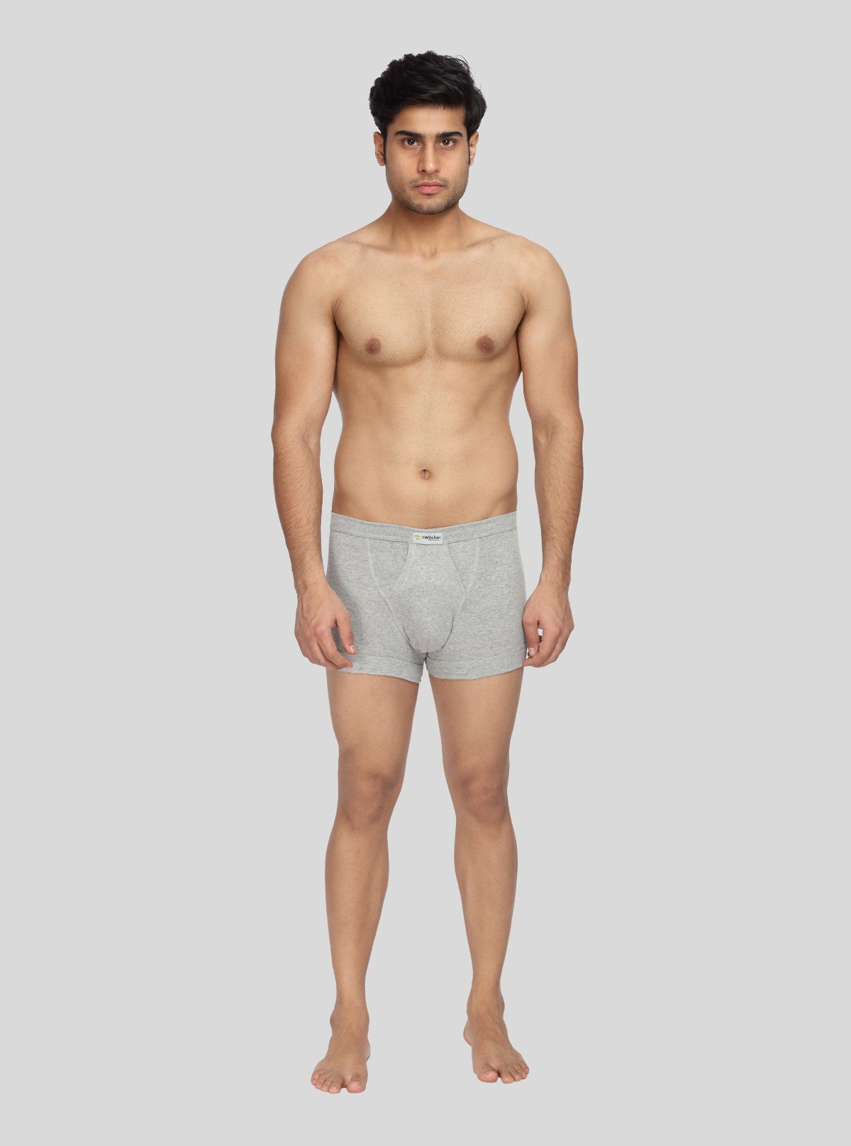 Men’s Solid Grey Melange Inner Banded Trunk | Cotton Comfort Fit - Boer and Fitch