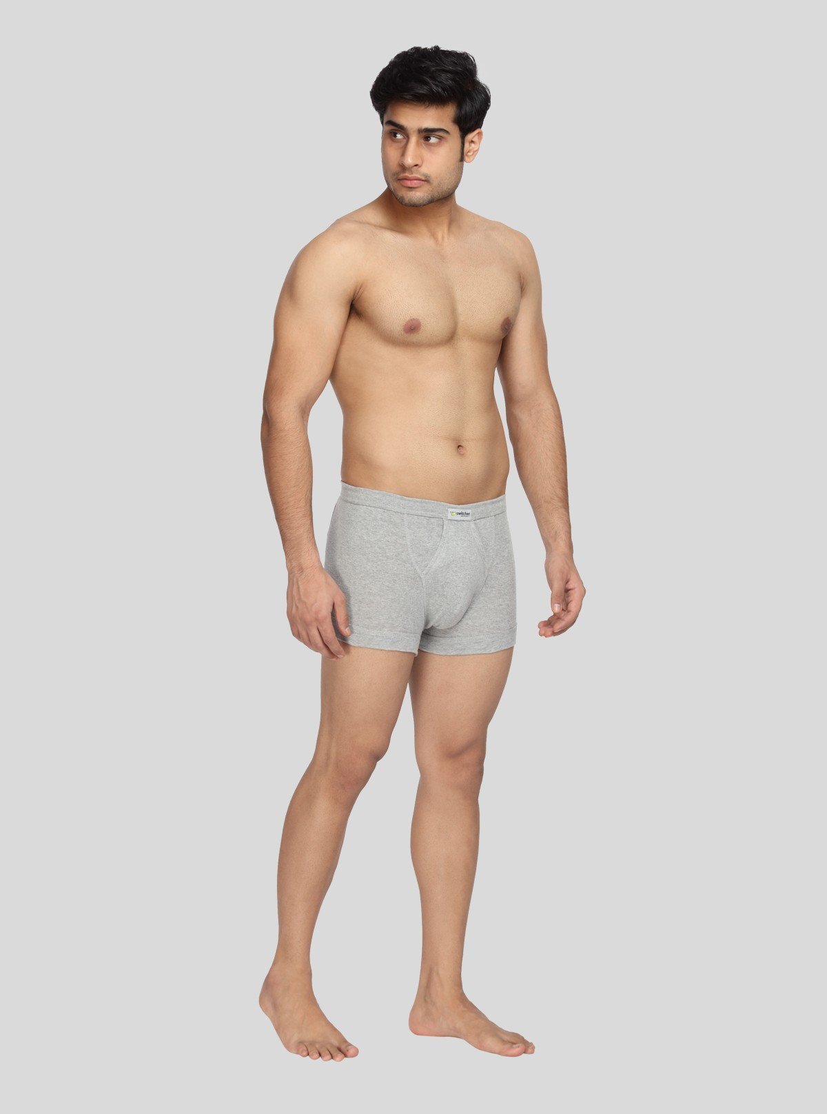Men’s Solid Grey Melange Inner Banded Trunk | Cotton Comfort Fit - Boer and Fitch