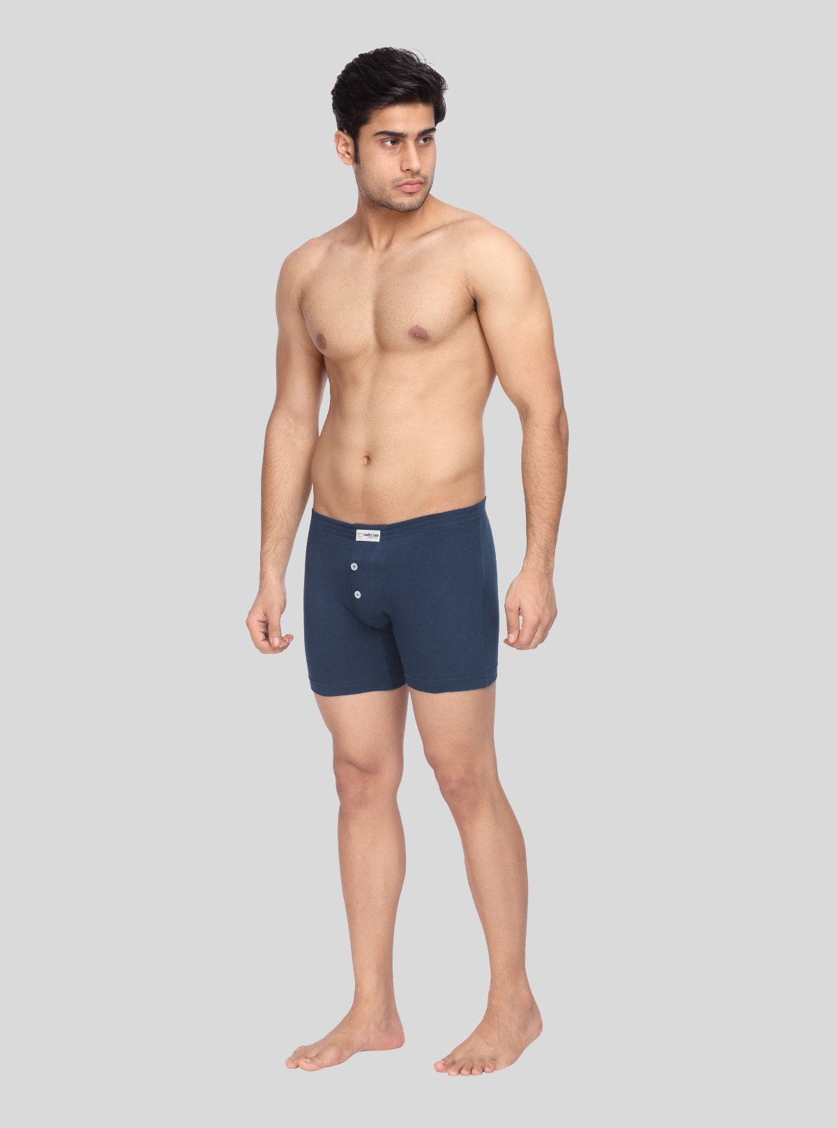 Men’s Solid Navy Blue Buttoned Trunks | Soft Stretch Innerwear - Boer and Fitch