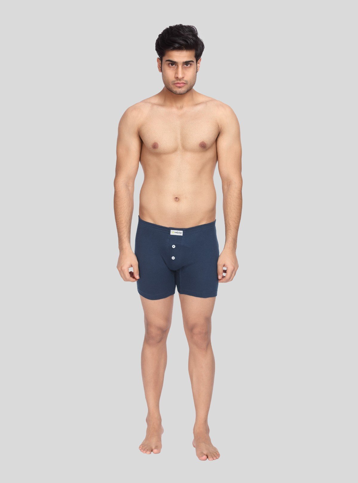 Men’s Solid Navy Blue Buttoned Trunks | Soft Stretch Innerwear - Boer and Fitch
