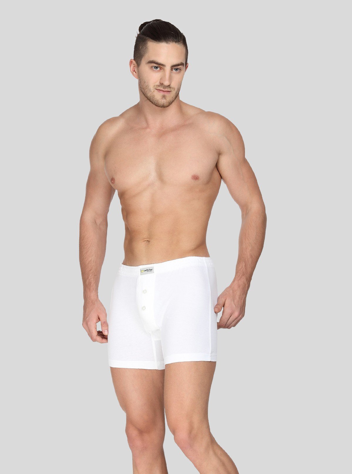 Men’s Solid White Buttoned Trunks | Soft Cotton Stretch Innerwear - Boer and Fitch